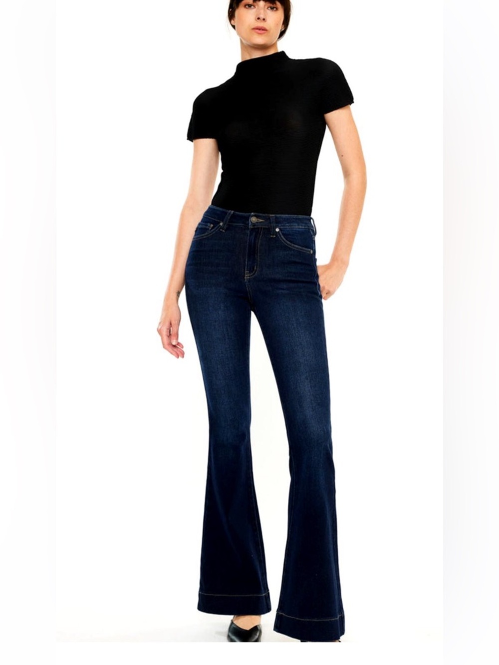 KanCan High Rise Flare Jeans Size 27 Roxanne Dark Wash Stretch Boho Western